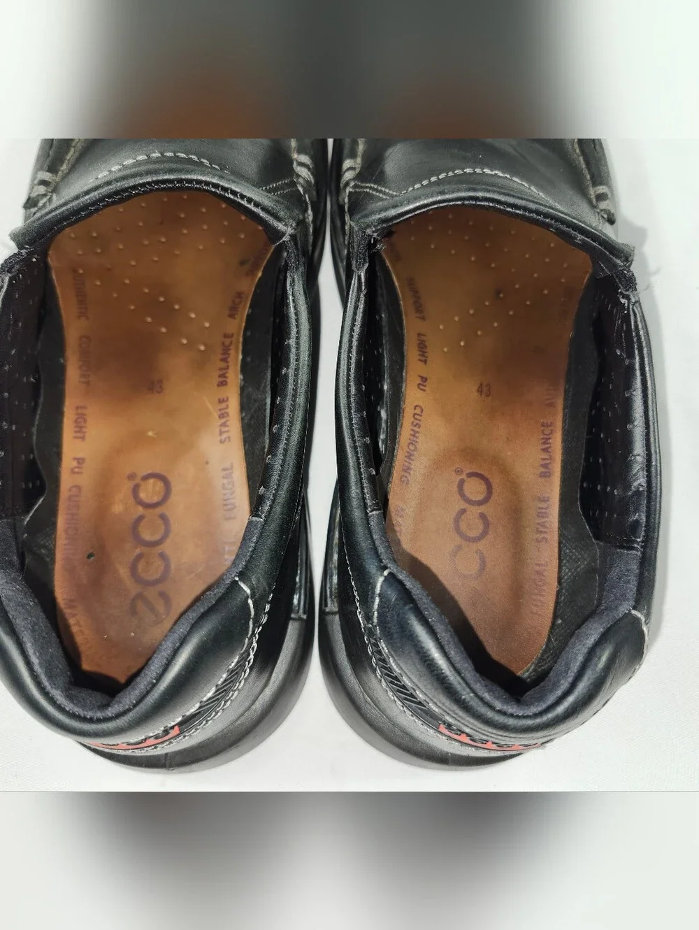 ECCO Black Leather Slip-On Men’s Loafers Size EU 43